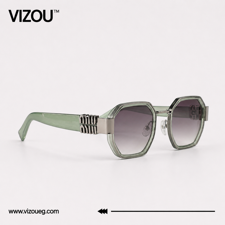 Luxury Geometric Square Sunglasses – Transparent Sage Silver Edition VZ-157