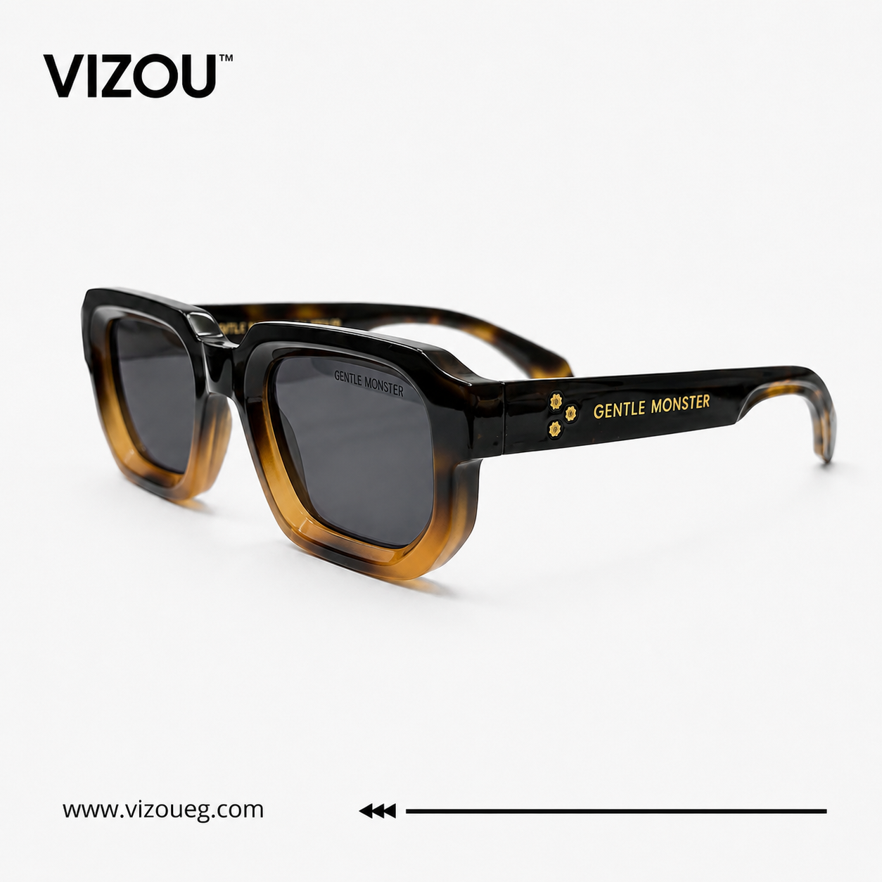 Luxury Geometric Square Sunglasses – Dark Tortoiseshell Amber Edition VZ-124