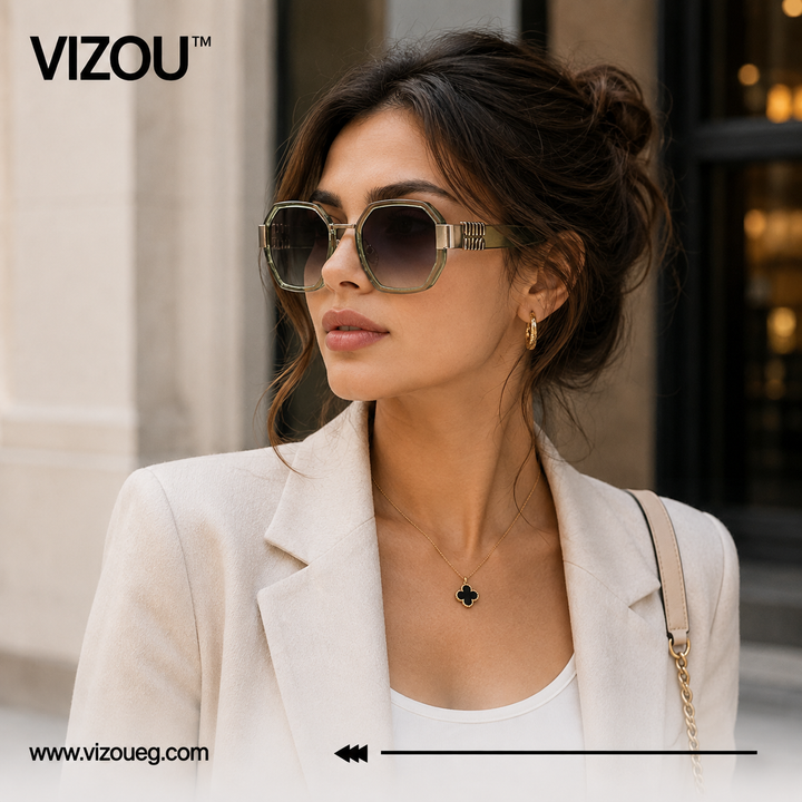 Luxury Geometric Square Sunglasses – Transparent Sage Silver Edition VZ-157
