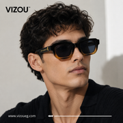 Luxury Geometric Square Sunglasses – Dark Tortoiseshell Amber Edition VZ-124