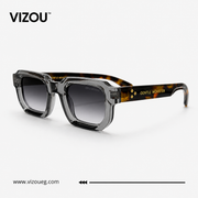 Luxury Geometric Square Sunglasses – Smoke Crystal Tortoiseshell Edition VZ-123