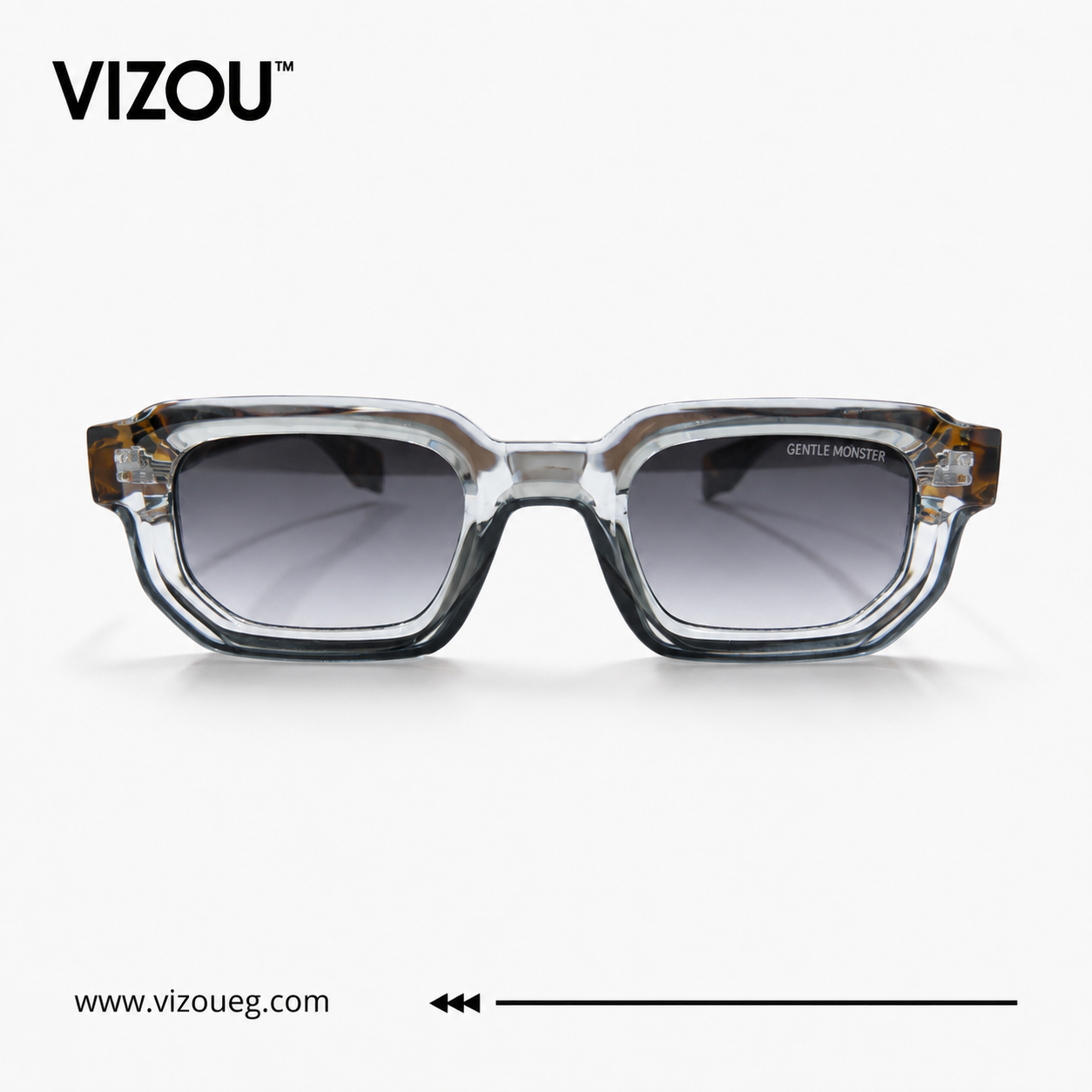 Luxury Geometric Square Sunglasses – Smoke Crystal Tortoiseshell Edition VZ-123 Secondary image