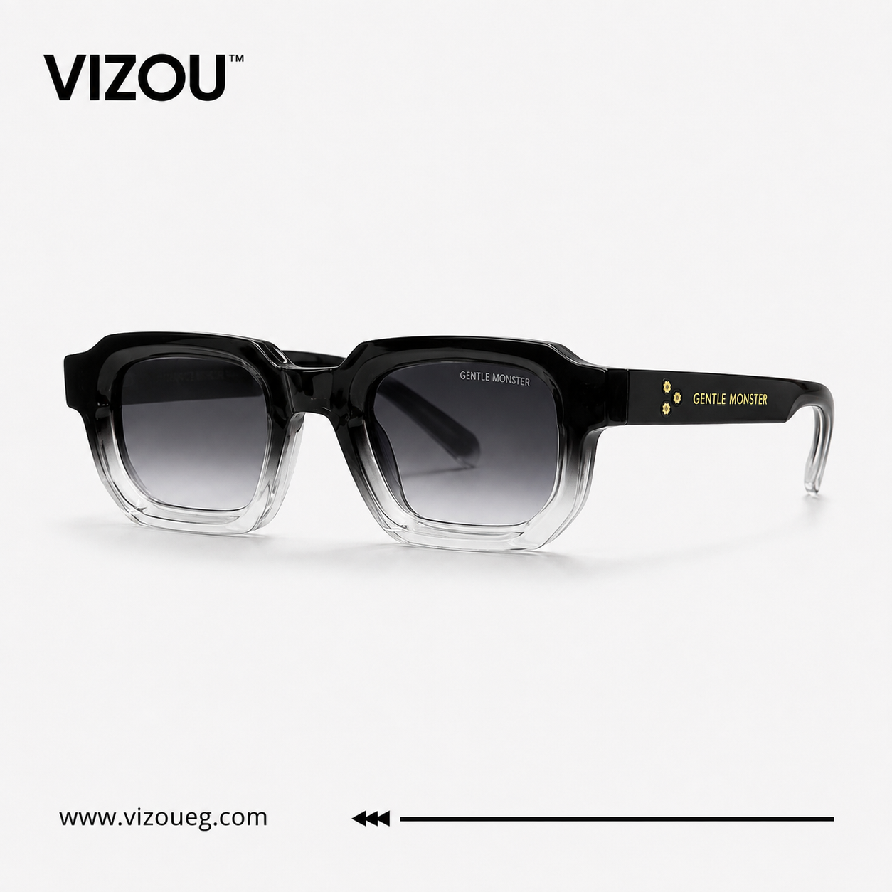 Luxury Geometric Square Sunglasses – Black Crystal Gradient Edition VZ-125