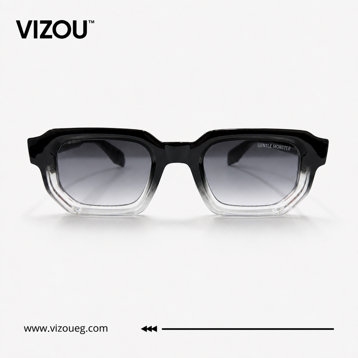 Luxury Geometric Square Sunglasses – Black Crystal Gradient Edition VZ-125