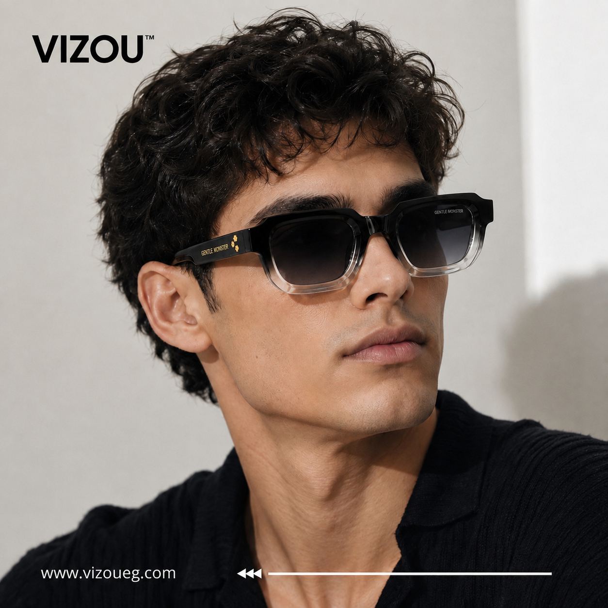 Luxury Geometric Square Sunglasses – Black Crystal Gradient Edition VZ-125