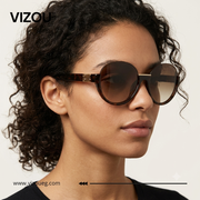 Luxury Oversized Round Sunglasses – Tortoiseshell Gold Gradient Edition VZ-136