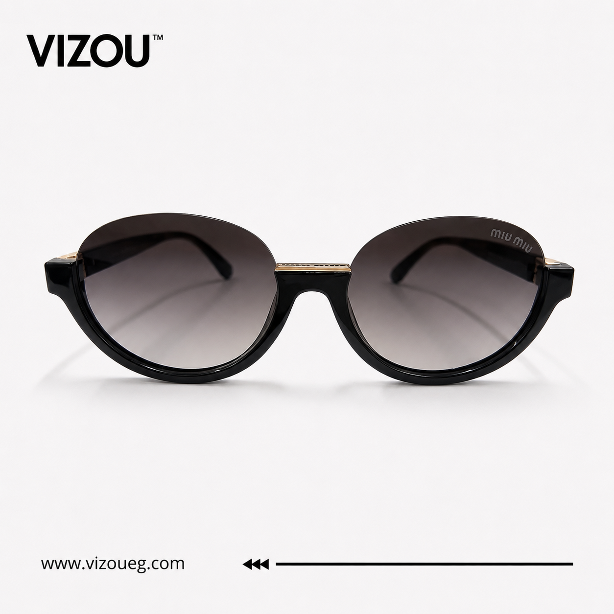 Luxury Oversized Round Sunglasses – Glossy Black Gold Edition VZ-132
