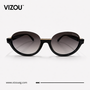 Luxury Oversized Round Sunglasses – Glossy Black Gold Edition VZ-132