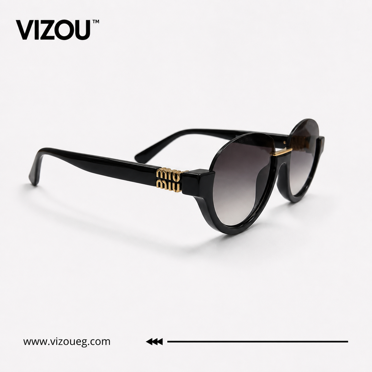 Luxury Oversized Round Sunglasses – Glossy Black Gold Edition VZ-132