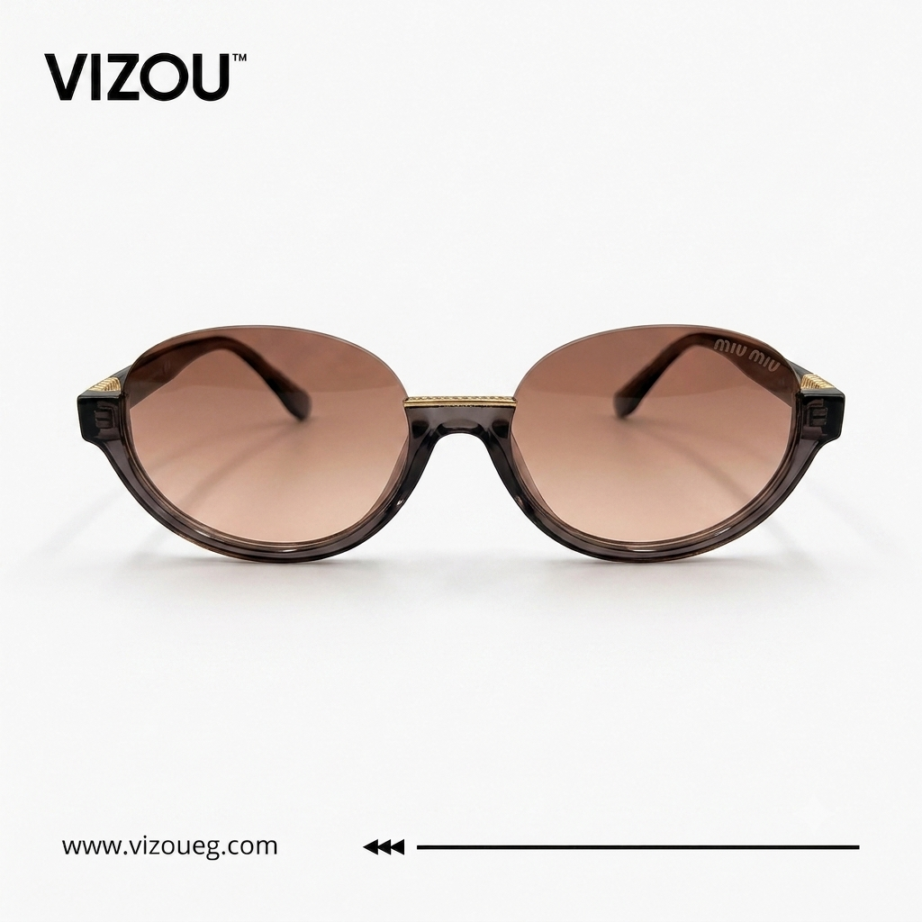 Luxury Oversized Round Sunglasses – Transparent Smoke Brown Gold Edition VZ-133