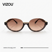 Luxury Oversized Round Sunglasses – Transparent Smoke Brown Gold Edition VZ-133