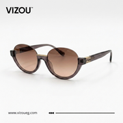 Luxury Oversized Round Sunglasses – Transparent Smoke Brown Gold Edition VZ-133