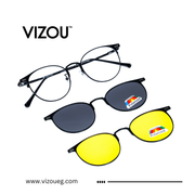 Vizou eyewear with round and oval sunglasses on a white background