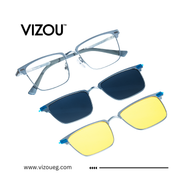 Vizou eyewear with interchangeable lenses on a white background