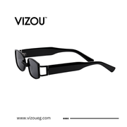 Black sunglasses with 'VIZOU' branding on a white background