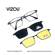 Two pairs of glasses with 'Polarized' label on a white background, featuring the VIZOU brand.