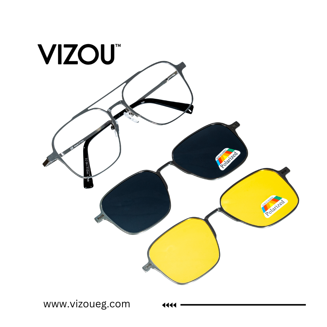 Vizou eyewear with clip-on lenses on a white background Main image