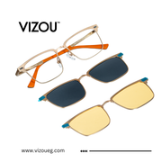 Vizou eyewear with interchangeable lenses on a white background