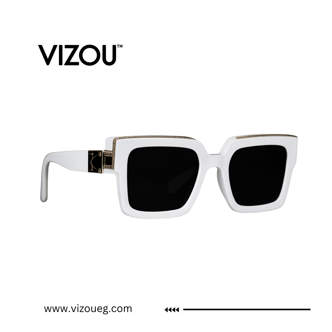 Luxury Square Frame Eyeglasses – Glossy white Gold Edition VZ-092 Main image